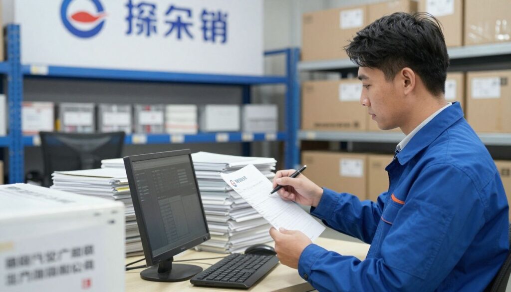 A professional and urgent logistics scene depicting a logistics manager coordinating transportation, symbolizing reliability and high-speed freight brokerage services.